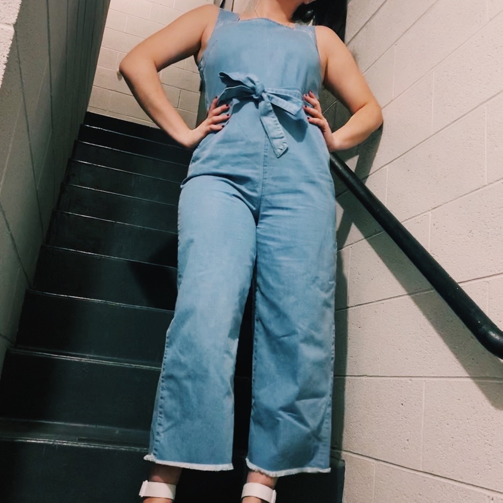 SOLD ON DEPOP River Island Denim Jumpsuit size 8